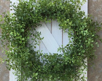 Greenery Wreath Small, Candle Ring, Boxwood Wreath, Small Farmhouse Wreath, Kitchen Cabinet Wreath, Everyday Wreath, Chair Wreath Wedding