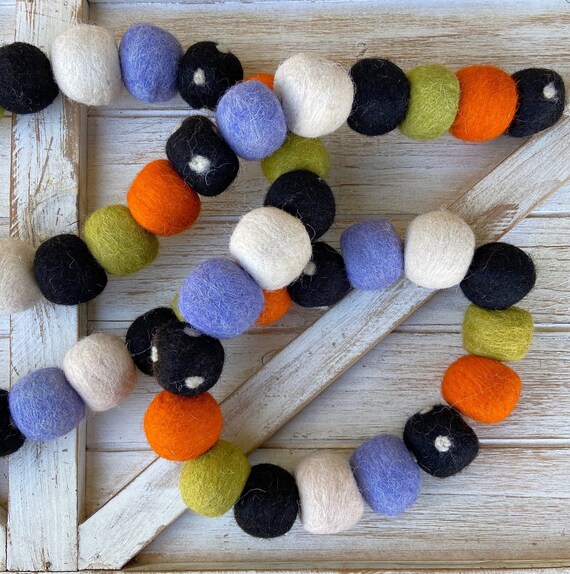 Halloween Garland Large Wool Felt Garland Garland Felt Ball Etsy