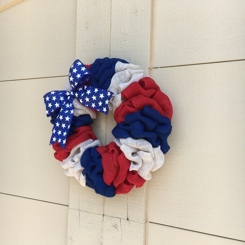 Fourth of July burlap wreath,Fourth of July wreath,Red White Blue wreath,American Flag Wreath,Burlap Flag Wreath,July 4th Wreath for Door