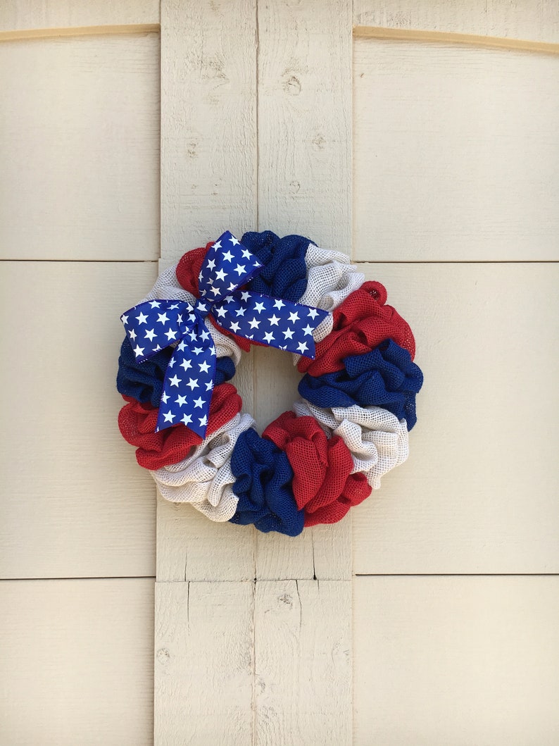 Fourth of July burlap wreath,Fourth of July wreath,Red White Blue wreath,American Flag Wreath,Burlap Flag Wreath,July 4th Wreath for Door