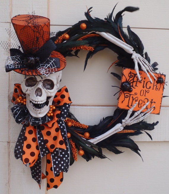 Halloween Skeleton Wreath Skeleton wreath trick or treat Etsy