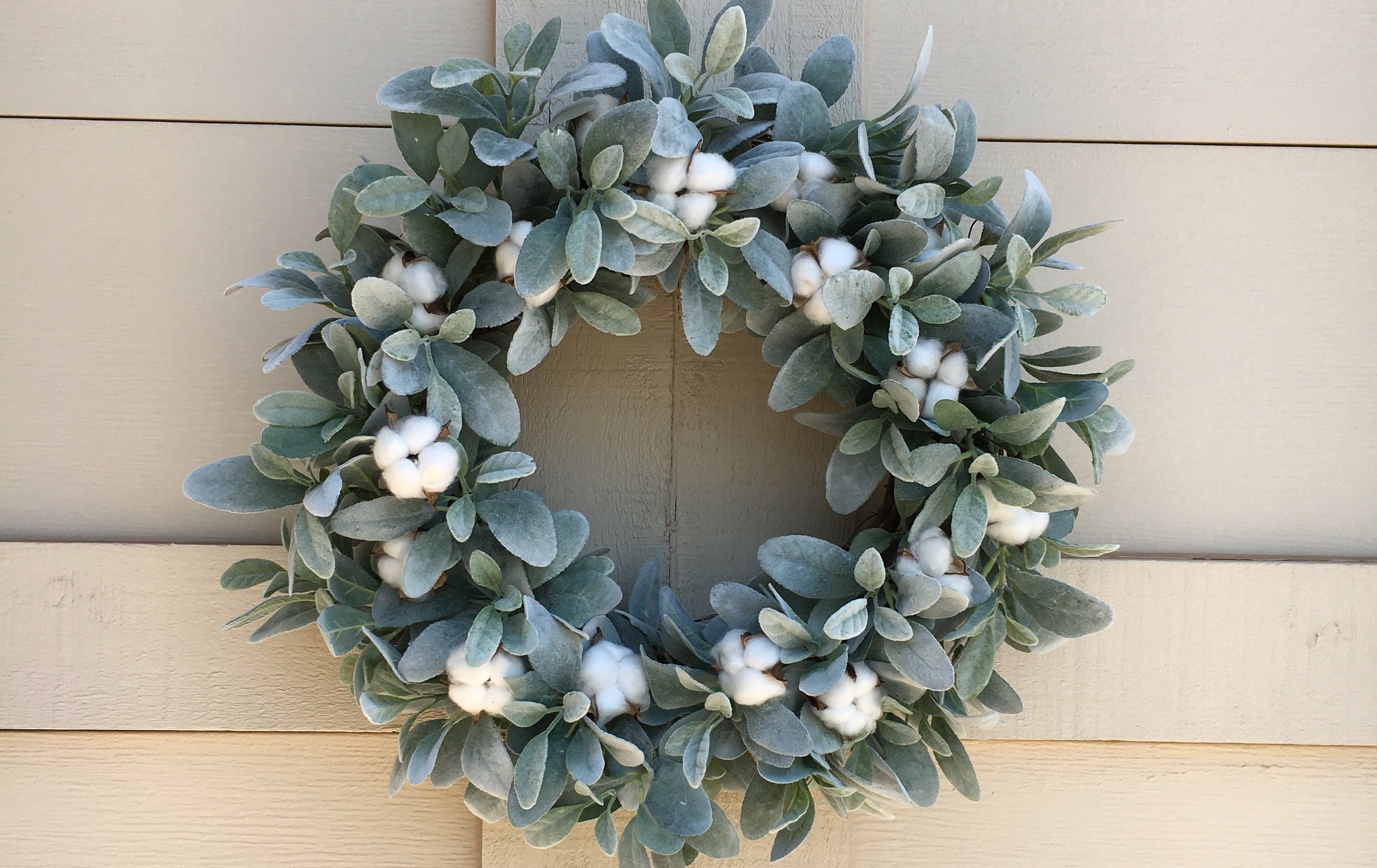 Lambs Ear Wreath 24Lambs Ear with Cotton WreathCotton Etsy