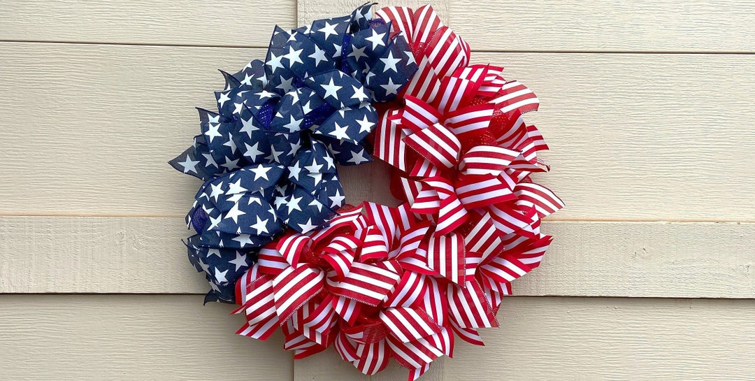 July 4th Wreath, Flag Wreath, Fourth of July Wreath, Patriotic Wreath ...