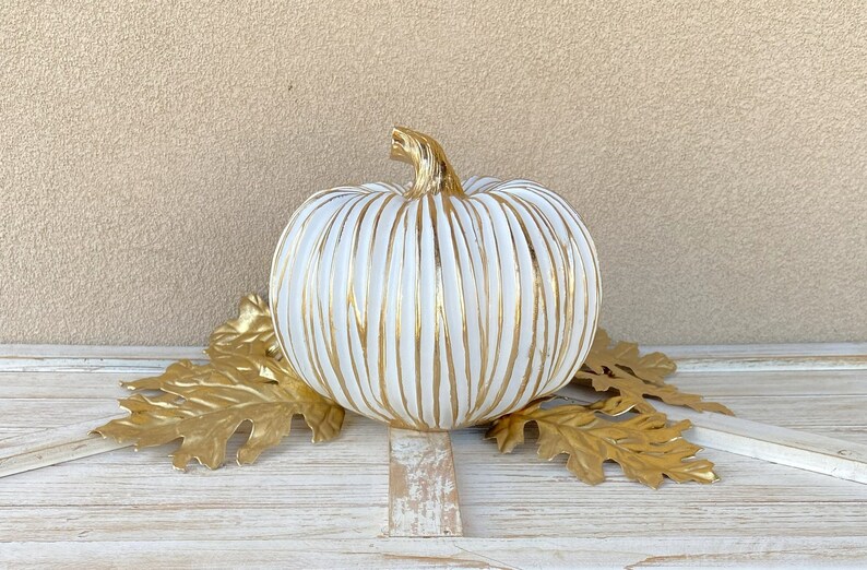 Pumpkin, Fall White Gold Pumpkin, Elegant Pumpkin, Thanksgiving Table ...
