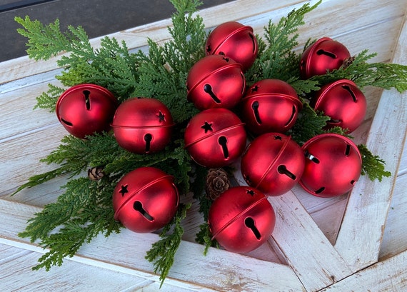 Christmas Bells Large Red Bells Ornament Metal Christmas Bells for Wreaths  Metal Jingle Bells Winter Decor Bell Decoration Christmas Decor 