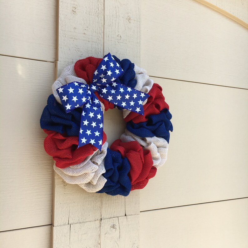 Fourth of July burlap wreath,Fourth of July wreath,Red White Blue wreath,American Flag Wreath,Burlap Flag Wreath,July 4th Wreath for Door