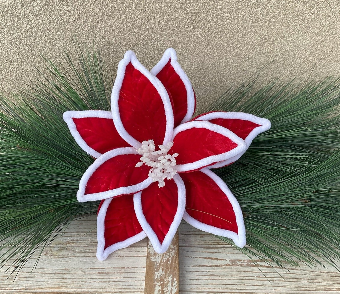 Poinsettia Christmas Pick Floral Arrangement Wreath Supply Etsy