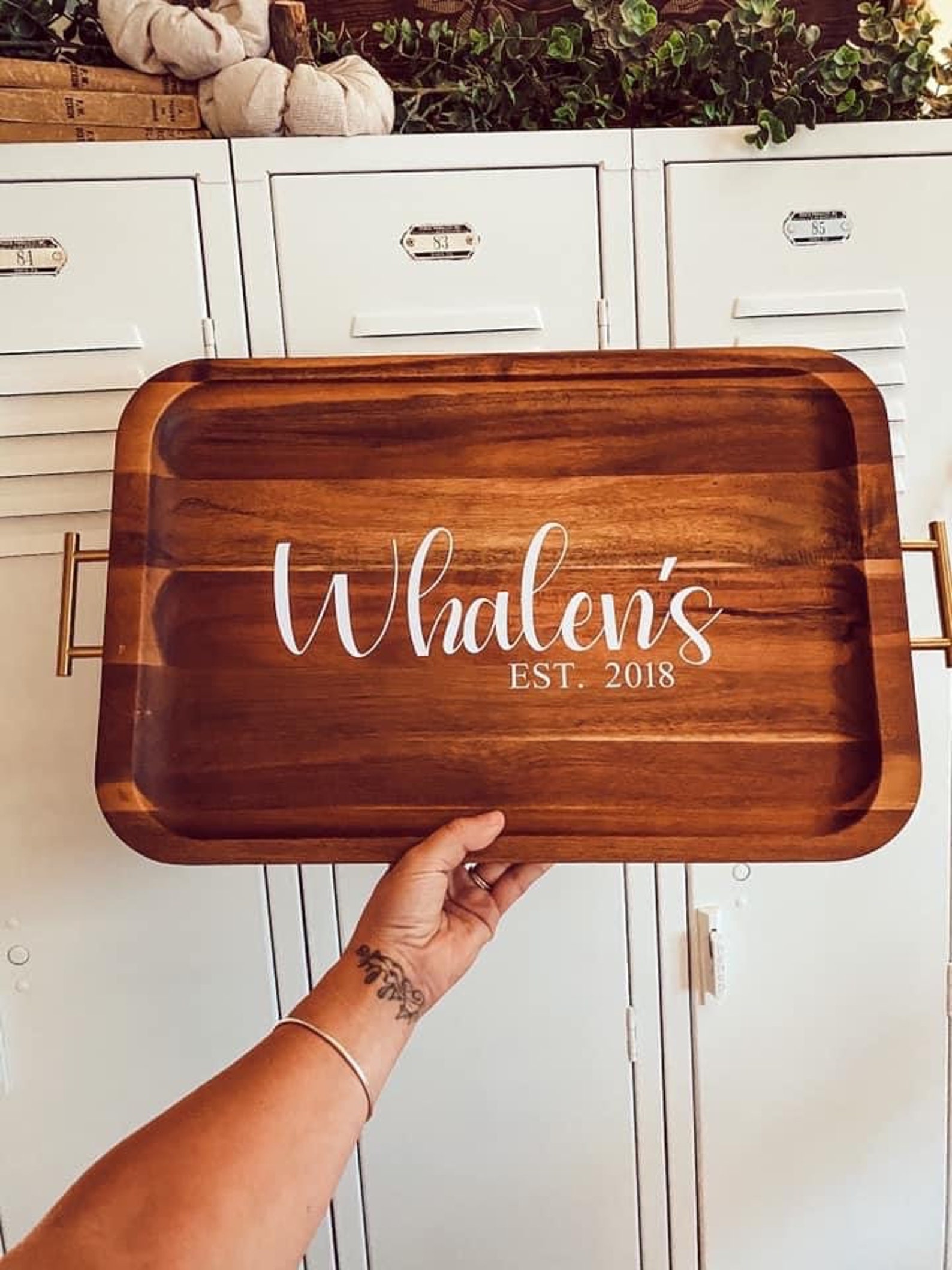 Personalized Acacia Wood Serving Tray Etsy