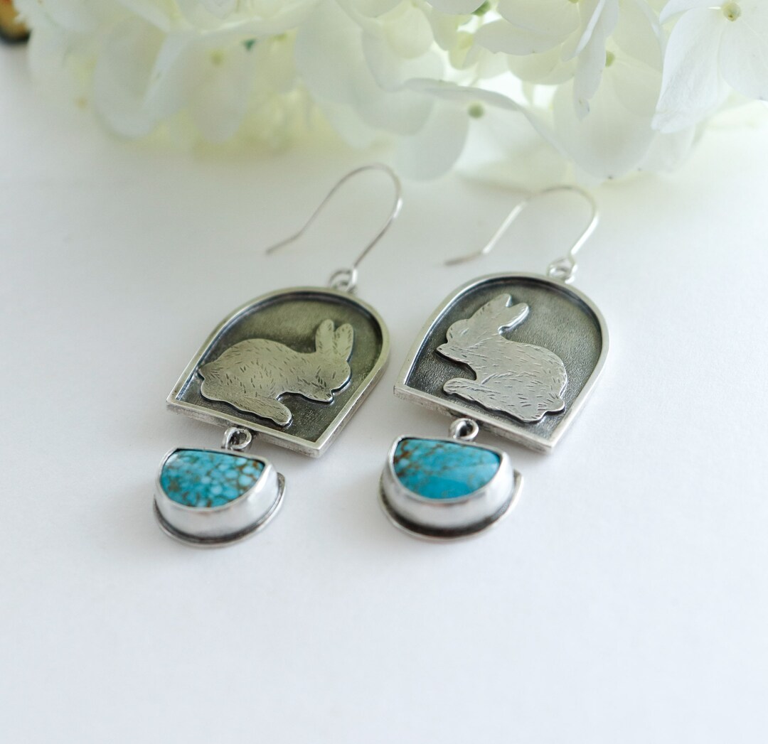 Bronze Rabbit Earring Rabbit Earrings, Turquoise, Rabbit Jewelry - Etsy