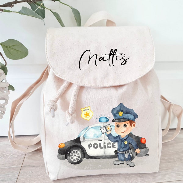 Kinderrucksack personalisiert mit Name, Polizei