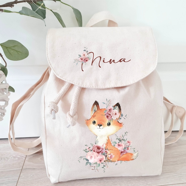 Kinderrucksack personalisiert mit Name, Fuchs