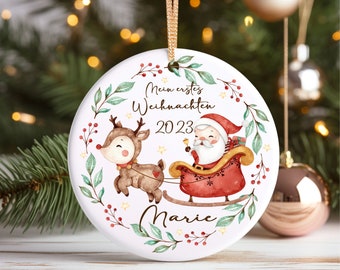 Weihnachtsanhänger personalisiert, MEIN / UNSER erstes Weihnachten, Anhänger MDF, Christbaumschmuck, Weihnachtskugel