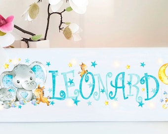 Schlummerlicht mit Name Elefant Lampe Wandlampe Geschenk Baby - Kinderzimmer