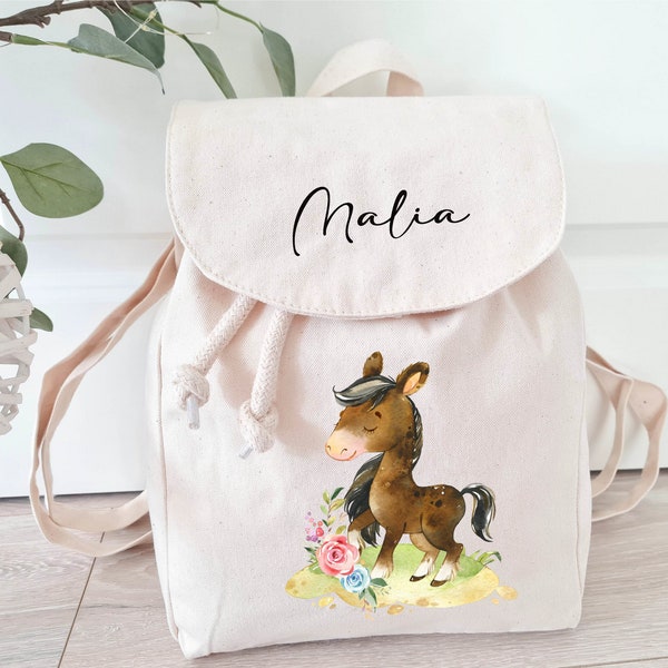 Kinderrucksack personalisiert mit Name, Pferdchen Pony