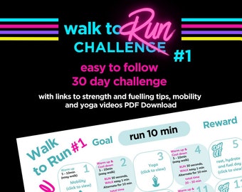 Walk to Run 5k, 4 week Training Plan, Beginners Running 5K Training Plan, 30 Day Run Challenge, Walk to Run Plan, Printable Run PDF Planner
