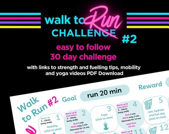 Walk to Run 4 week Training Plan, Beginners Running 5K Training Plan, 30 Day Run Challenge, Couch to 5k Run Plan, Printable Run PDF Planner