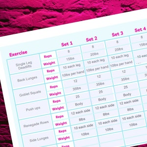 Strength Training Log, Editable PDF, Record Strength Exercises, Sets, Reps, Weight, Lift Weights in the Off-Season, Pre-Season, In-Season