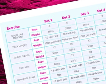 Strength Training Log, Weightlifting Planner (Editable PDF)