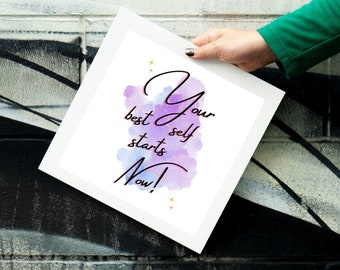 Athlete Motivation Wall, Your Best Self Starts Now, Athlete Gift, Motivational Card, Motivational Mug, Motivational Framed Art, PNG download