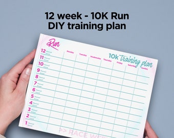 12-Week 10K Run Training Plan Template (Printable and Fillable PDF)