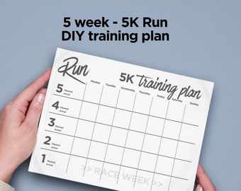5 Week 5K Run Training Plan Template (Printable and Fillable PDF)