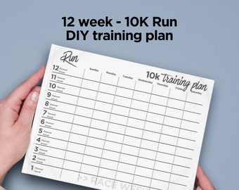 12 Week 10K Run Training Plan Template, Fillable PDF