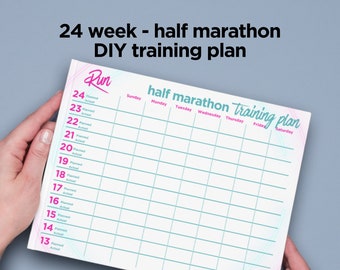 24-Week Half Marathon Training Plan Template (Printable & Fillable PDF)
