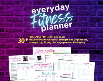 Fitness & Meal Planner, Weekly Workout, Gym Goal (Printable PDF)