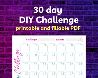 30-day Fitness Challenge Template, 30-day Workout Tracker, Fitness Challenge Calendar, Workout Challenge at Home, Printable and Fillable PDF