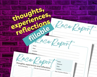 Athletic Post-Race Report, Training Analysis (Printable and Fillable PDF)