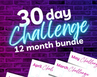 Printable Fitness Challenge Calendars, 12 Month Undated Tracker (PDF)