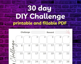 30 day Fitness Challenge Template, Workout Tracker, Habit Tracker, Fitness Challenge, Goal Setting, Self Care, Printable and Fillable PDF
