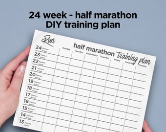 24-Week Half Marathon Training Plan Template (Printable and Fillable PDF)