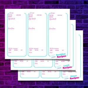 Daily Meal Prep Recipe Cards, Meal Planning Cards for Endurance Athletes, Weekly Meal Planner for Athletes, Instant Printable PDF Download