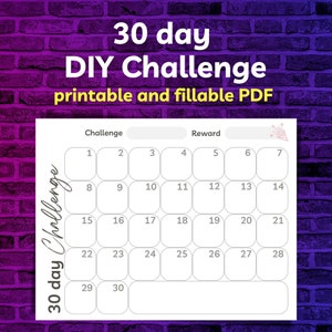 30 day Fitness Challenge Template, Workout Tracker, Habit Tracker, Fitness Challenge, Goal Setting, Self Care, Printable and Fillable PDF