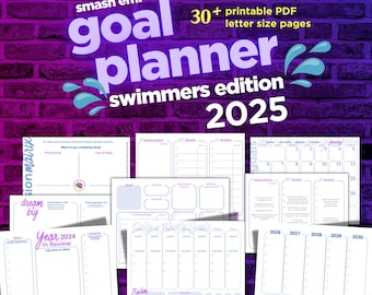 2025 Swimming Goals, Swimmer Goals, Competitive Swimmer, Swim Goals Chart, Annual Goal Setting, Swim Season, Printable Workbook and Guide
