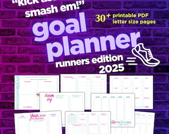 2025 Goal Setting for Runners, Smart Goals for Runners,  2025 Running Goals, 2025 Goal Guide, Run Goals Worksheet,  Printable Workbook, PDF