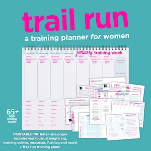Printable Trail Run Training Planner for Women and Girls, Trail Running Log (PDF)