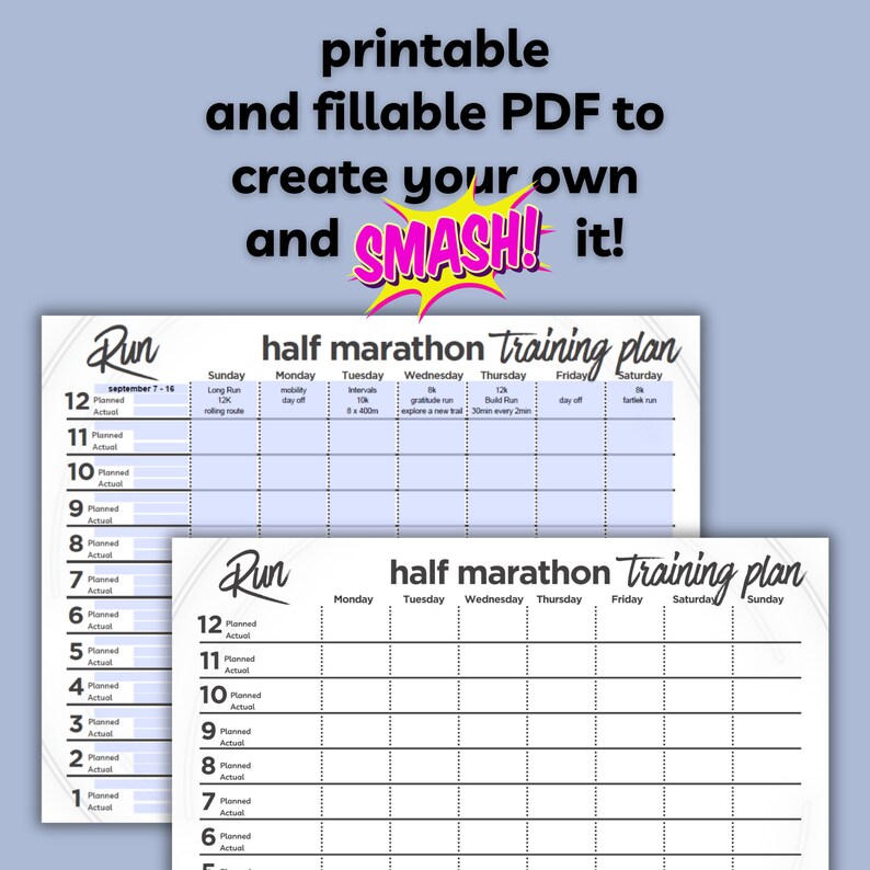 12 Week Half Marathon, Training Plan Template, Train Half Marathon ...