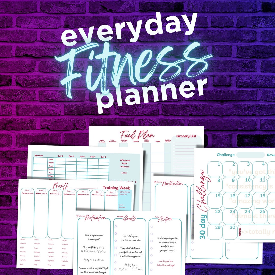 Fitness Planner Printable Daily Fitness Tracker Workout - Etsy