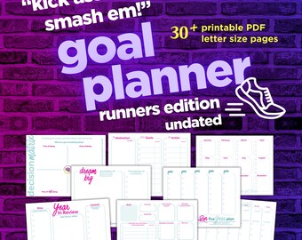 Running Goal Tracker, Smart Goals for Runners, Runners Goals, Running Goal Setting, Running Goal Guide, Undated Printable Workbook and Guide