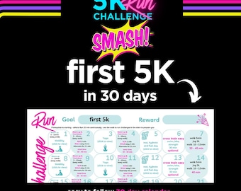 30-Day 5K Run Training Plan, Beginner Running Challenge (Printable PDF)