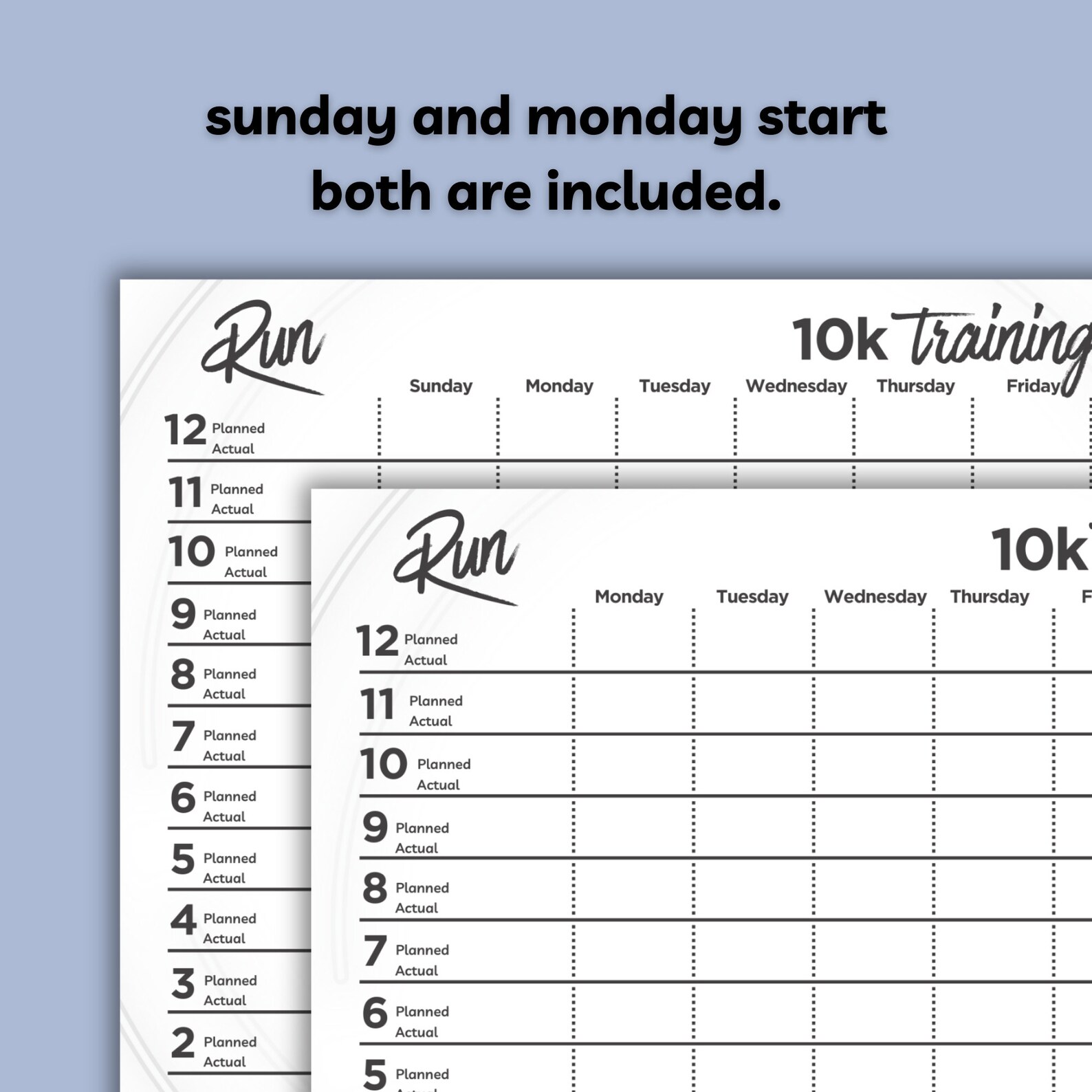 12 Week 10K Run Training Plan Template, Fillable PDF - Etsy