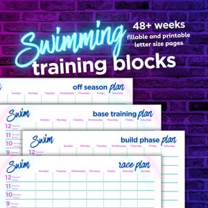 Swim Season Planner, Swim Training Blocks, Competitive Swimming, Swim Training Schedule, Swim Tracker, Fillable PDF Download