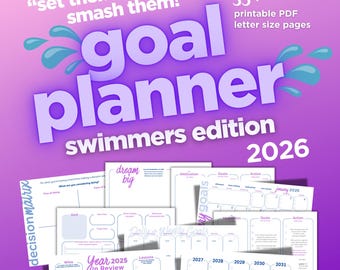2026 Swim Goal Planner, Printable Workbook (PDF)
