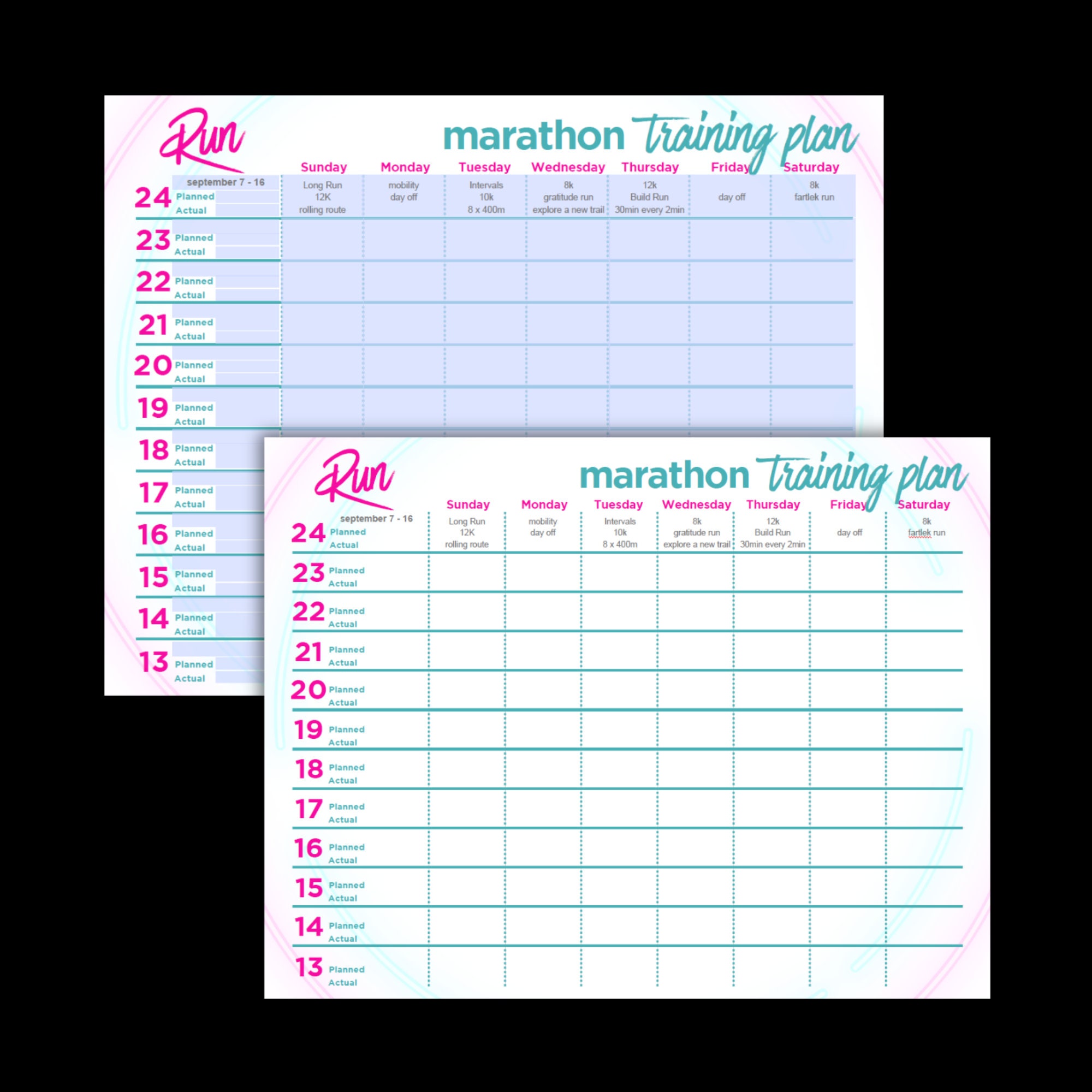 24 Week Marathon Training Plan Template, 6 Month Marathon Plan, Marathon Training Schedule ...