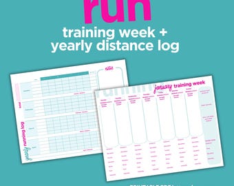 Weekly Run Training Planner, Yearly Distance Log (Printable PDF)