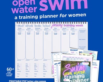 Open Water Swim Training Planner, Marathon Swimmer, Women and Girls Swim Log, Printable (PDF)