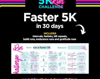 Faster 5K 30-day Run Challenge, Printable Running Tracker, Workout Tracker, Run Goals, Run Planner, Digital Workout Planner, PDF