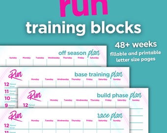 Annual Running Training Plan, 48 Week Race Plan, Fillable (PDF)